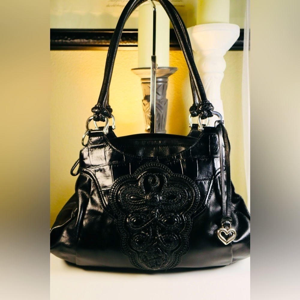 BRIGHTON KATARINA 3D LEATHER MASTERPIECE COLLECTION EMBROIDERED SHOULDER BAG VTG